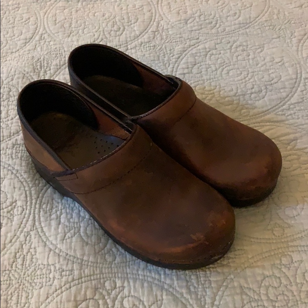 Dansko Antique Oiled Brown Clogs